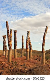 Aboriginal / Indigenous Story Poles At Broken Hill, Nsw