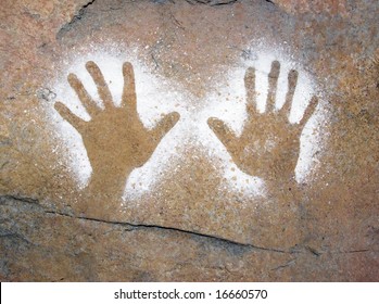 Aboriginal Style Hand Cave Painting