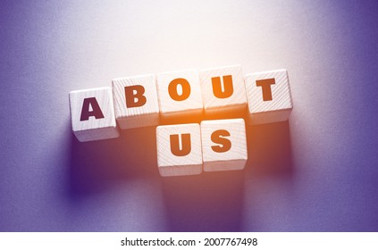 About us Word Written on Wooden Cubes