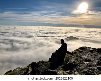 Above The Clouds In Snowdonia On The Snowdon Summit.