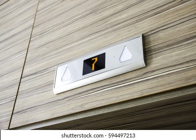 Above Elevator Door Digital Display With Number Seven Floor.