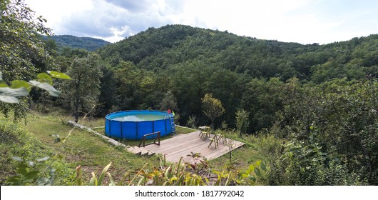 Above Ground Swimming Pool In The Garden