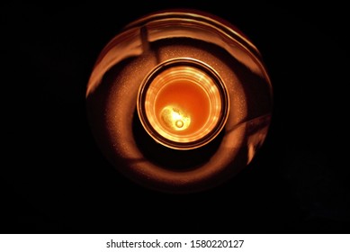 Above Shot Of Brightly Lit Lamp With Wax Burner.