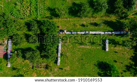 Image, Stock Photo Beehive from above with many bees