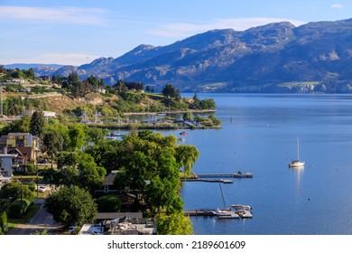 Above view of Summerland located on the lakeshore of Okanagan Lake and located in the Okanagan Valley, British Columbia, Canada. - Shutterstock ID 2189601609