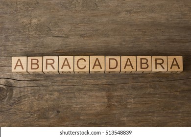 Abracadabra Word On Wooden Cubes