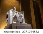 Abraham Lincoln statue inside Lincoln Memorial in Washington DC, USA