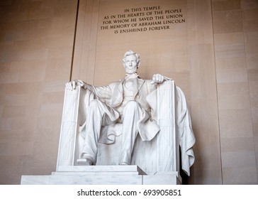 Abraham Lincoln statue inside the Lincoln Memorial, Washington, DC, USA