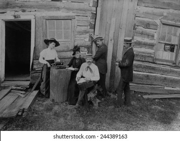 Abraham Lincoln's Log Cabin. The Lincoln Log Cabin Association Work At The Site Of The Log Cabin Built By Abraham Lincoln And His Father, Thomas, In 1831, In Coles County, Illinois. 1891.