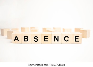 Absence Concept On Wooden Cubes. Business Concept