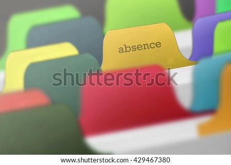 absence word on index card