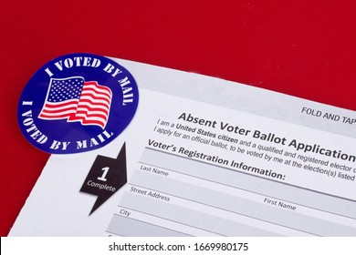 Absent Voter Ballot Application. I Voted By Mail ￼sticker. Absentee Forms.￼