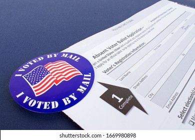 Absent Voter Ballot Application. I Voted By Mail ￼sticker. Absentee Forms.￼