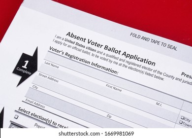 Absent Voter Ballot Application. I Voted By Mail ￼sticker. Absentee Forms.￼