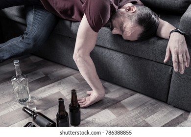 Alcohol Addict Sleepy Drunk Bearded Man Stock Photo 786388870 ...