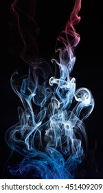 Absract Coloured Swirl On Smoke Cloud Isolated On Black