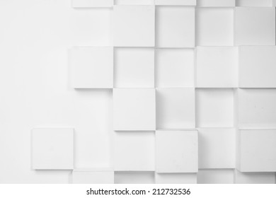 Abstact White Modern Architecture Background With White Cubes On The Wall