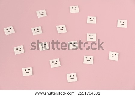 Abstain from voting concept; Expressionless face emoji  to represent the people abstain from voting on pink background