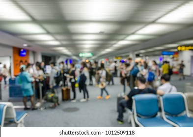 Abstrack blur of queue people check in at terminal airport, passenger, travel, tourism, business concept