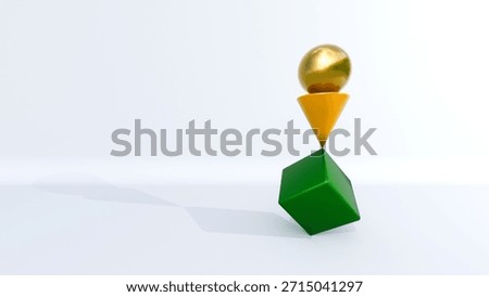 Abstract 3D Composition With Sphere, Cone and Cube