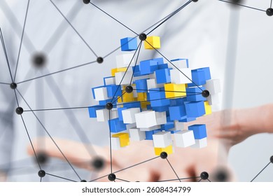 Abstract 3D Geometric Structure Connected with a Network