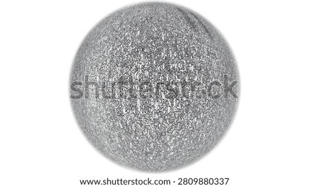 Abstract 3D Sphere with Black and White Noise Texture Isolated on White Background Digital Static Signal Pattern Round Ball Design Element. 