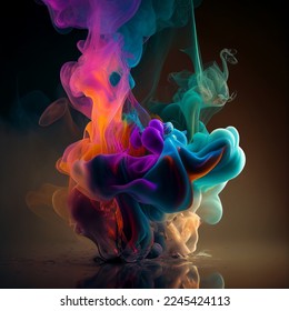 Abstract acrylic drop in water, Multicolored bright smoke abstract background colorful fog vibrant colors wallpaper swirl mix
