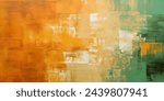 Abstract Acrylic Masterpiece, featuring Vibrant Tonal Interplay of Green, Brown, Yellow, and Orange.