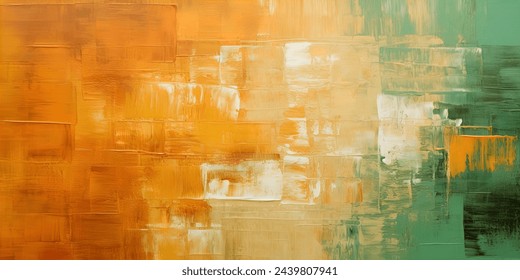 Abstract Acrylic Masterpiece, featuring Vibrant Tonal Interplay of Green, Brown, Yellow, and Orange.