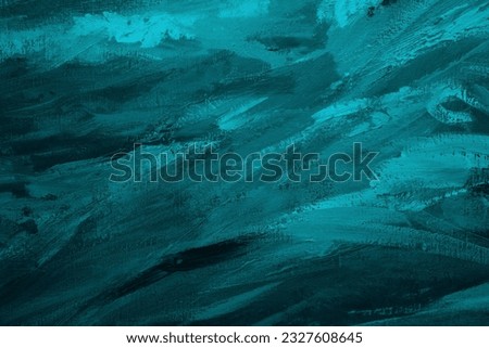 Abstract acrylic painted background. Hand drawn aqua colors abstract painting. Blue, black, white background made with rough brush strokes.