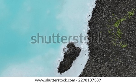An abstract aerial shot of the geothermal spa Blue Lagoon 