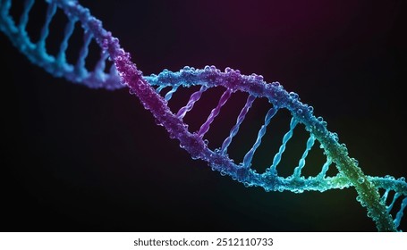 Abstract animated structure of a DNA molecule from particles. Concept animation of digital DNA, human genome. Medical research, genetics