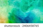 Abstract Aquamarine Watercolor Background - Fluid Art with Vibrant Turquoise and Green Hues
