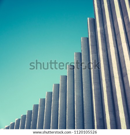 Abstract Architectural Detail Of A White Concrete Modernist Church
