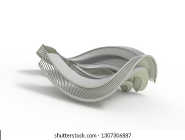 Abstract Architecture Background. 3d Rendering. 3d illustration.Abstract curved lines background.