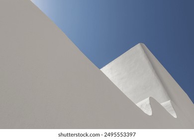 Abstract architecture background. Creative curvaceous lines of a exterior white wall against blue sky. Architectural geometric curves shapes. Minimalism, modern, contemporary, fantastic concept - Powered by Shutterstock