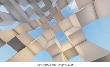 Abstract architecture background geometric pattern design 3d render