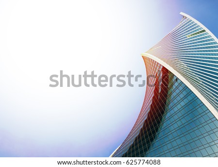 abstract architecture background. Skyscraper with sunlight.