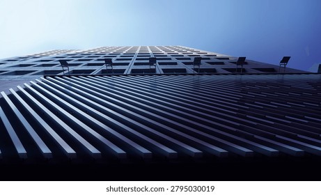 abstract architecture background,Low Angle View of Modern Skyscraper with Diagonal Louver Facade