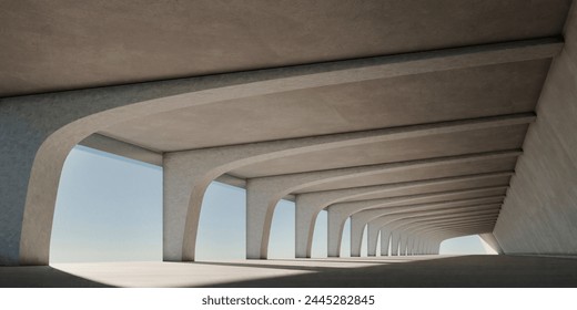 Abstract architecture design of modern futuristic building. Architectural background with concrete columns in minimal hall interior. - Powered by Shutterstock