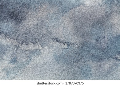 Abstract art background dark gray and blue colors. Watercolor painting on canvas with grunge steel stains. Fragment of gradient artwork on paper with pattern.
