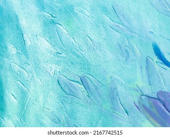 Abstract art background light blue and turquoise colors. Watercolor painting on canvas with pearl cerulean brush strokes. Fragment of artwork on paper with azure pattern. Texture backdrop, macro.