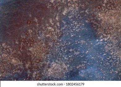 Abstract art background navy blue and brown colors. Watercolor painting on canvas with soft bronze gradient. Fragment of artwork on paper with pattern. Texture backdrop.