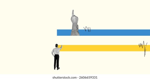Abstract Art with Business Man. Creative Graphic Design.
