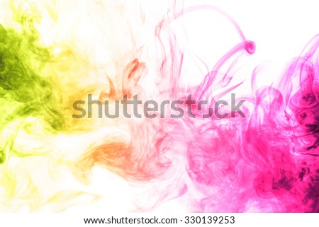 Abstract art. Colored smoke hookah on a white background. Background for Halloween. Texture fog. Design element. The concept of toxic substances.