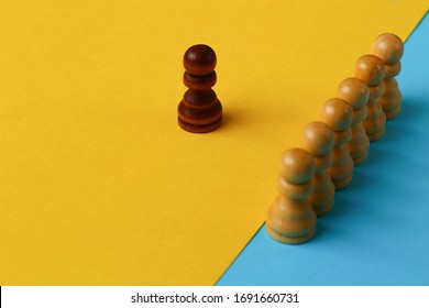 Abstract art concept of an ideological leader and organizer of management based on chess pawns - Shutterstock ID 1691660731