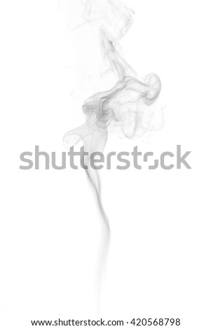 Abstract art. Grey smoke from the aromatic sticks on a white background. Background for Halloween. Texture fog. Design element. The concept of aromatherapy.