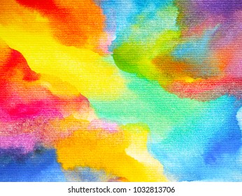 abstract art rainbow colorful watercolor painting background hand drawing