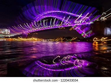 Abstract Art Of Sydney Harbour Bridge Looking Very Glam Using Light Trails To Form Long Lashes Effect