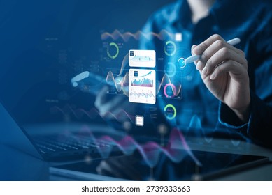 Abstract artificial intelligence data stream concept with digital interface and information flow. Represents big data processing, analytics, database transfer, and advanced technology visualization.
